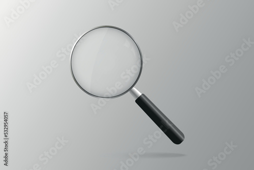 Magnifying glass. Realistic magnifying glass with shadow. Magnifier loupe search. Magnifier, big tool instrument. Business analysis symbol. Vector illustration