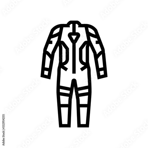 one piece suits motorcycle line icon vector. one piece suits motorcycle sign. isolated contour symbol black illustration