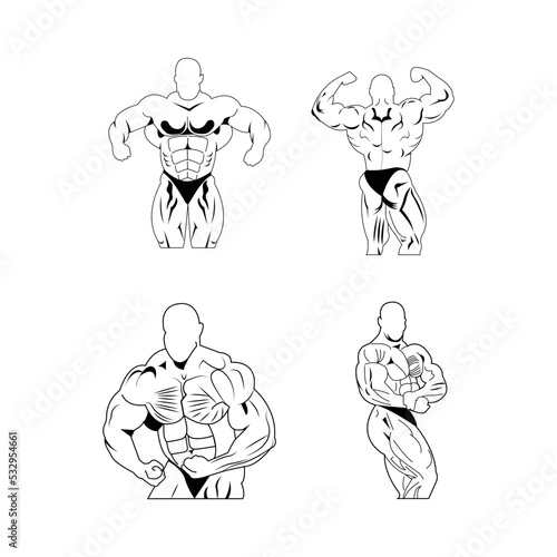 bodybuilding poses isolated on white background