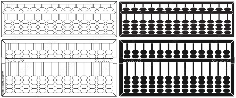 Layered editable vector illustration of ancient Chinese traditional mathematical calculation tool, abacus. Layered editable vector illustration of ancient Chinese traditional mathematical calculation tool, abacus.