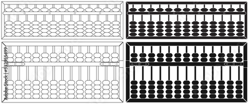 Layered editable vector illustration of ancient Chinese traditional mathematical calculation tool, abacus.