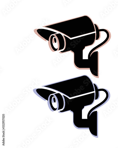 cctv black for isolated icons on white cctv in digital technology for safety Vector technology app symbol CCTV Black Security Surveillance CCTV Camera Watch Illustration Logo Silhouette - Vector