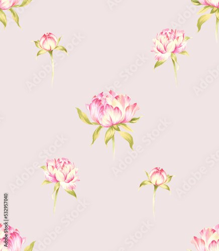 Fototapeta Naklejka Na Ścianę i Meble -  Classic Popular Flower Seamless pattern background.Perfect for wallpaper, fabric design, wrapping paper, surface textures, digital paper.
