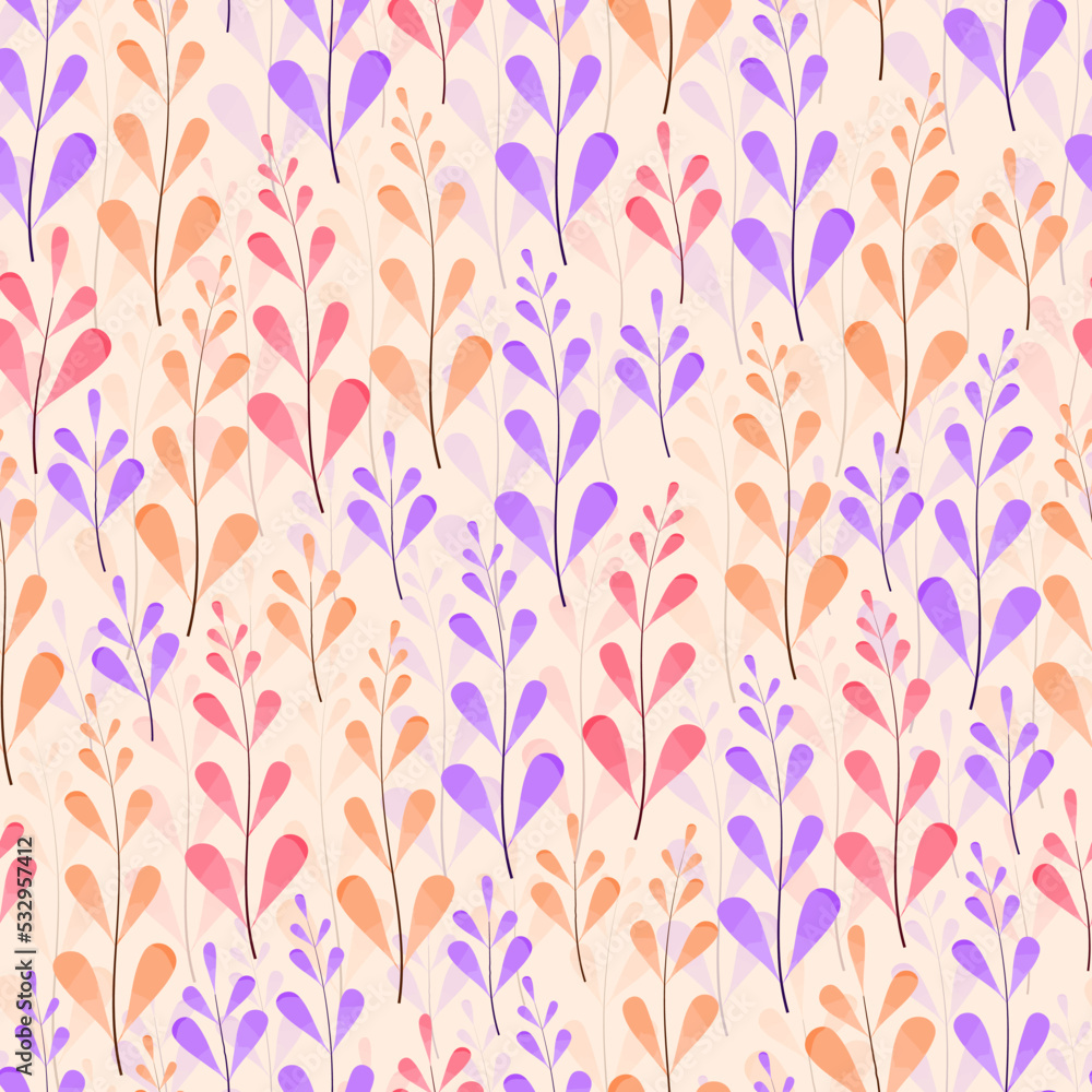 Elegant trendy seamless vector floral ditsy pattern design of exotic water color leaves. Trendy foliage repeating texture background for textile