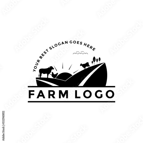 farm logo vector, livestock logo icon design