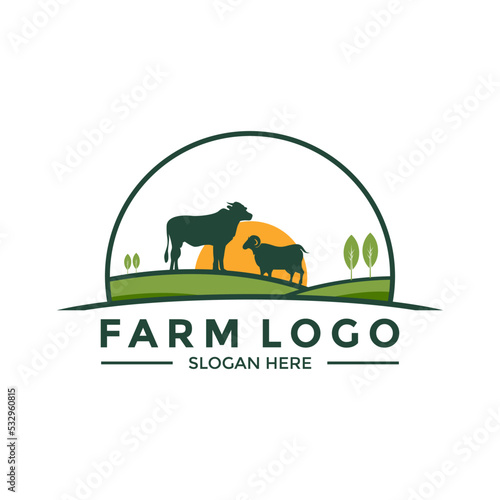 farm logo vector, livestock logo icon design