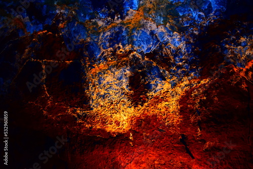 Volcanic tube texture, colorful abstract 
