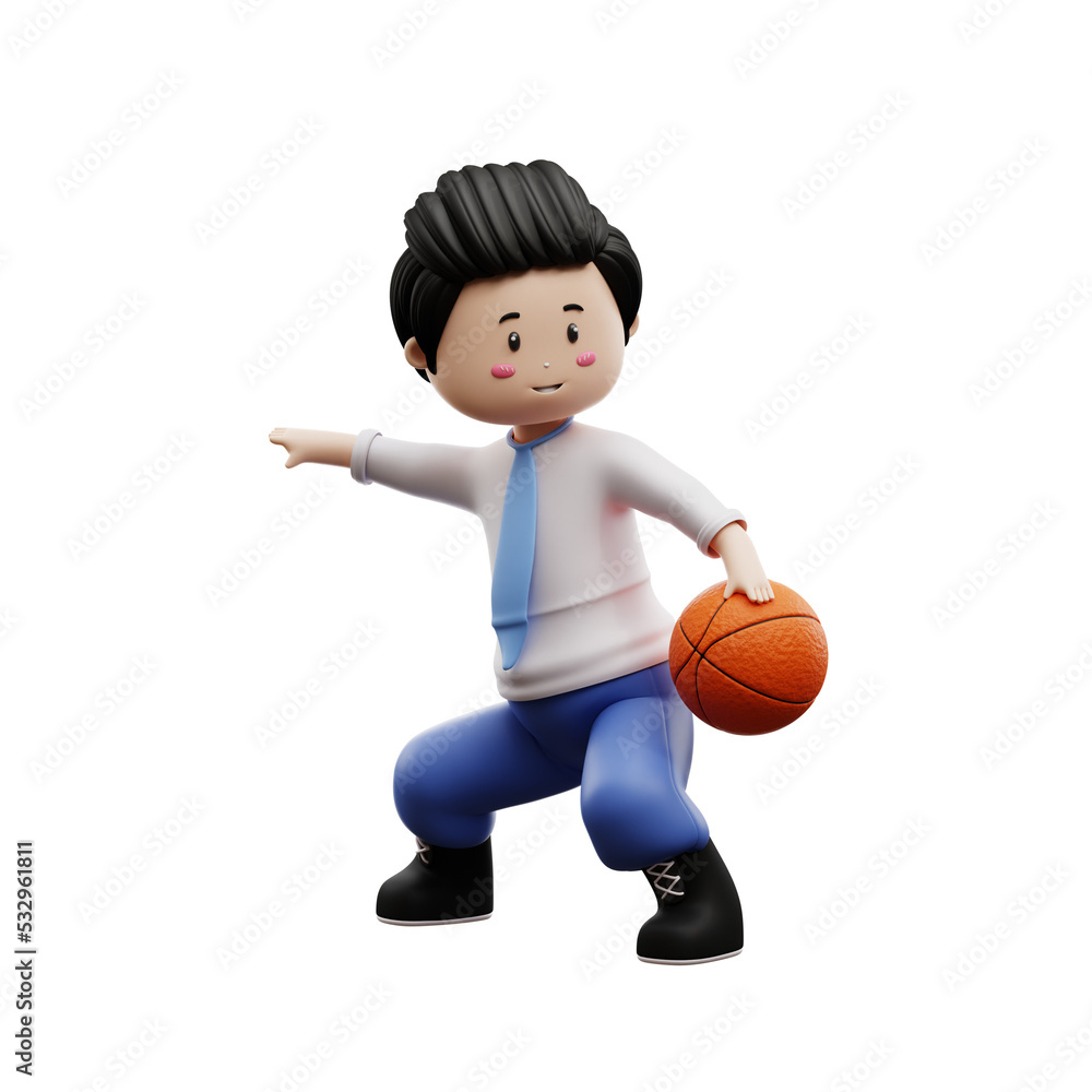 boy student playing basketball 3d rendering boy student playing basketball 3d rendering