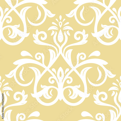 Orient vector classic yellow and white pattern. Seamless abstract background with vintage elements. Orient pattern. Ornament for wallpapers and packaging