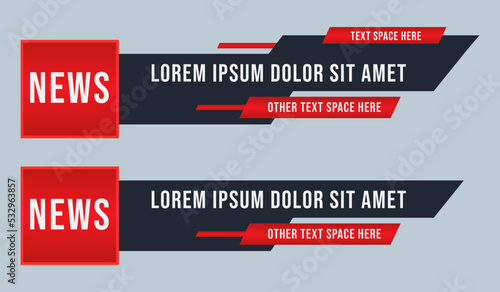 Editable modern Lower third set Header title set template design for Video headline title TV news banner. Lower third layout. sports news |  news bar | text bar | news banner | title bar | tv banner |