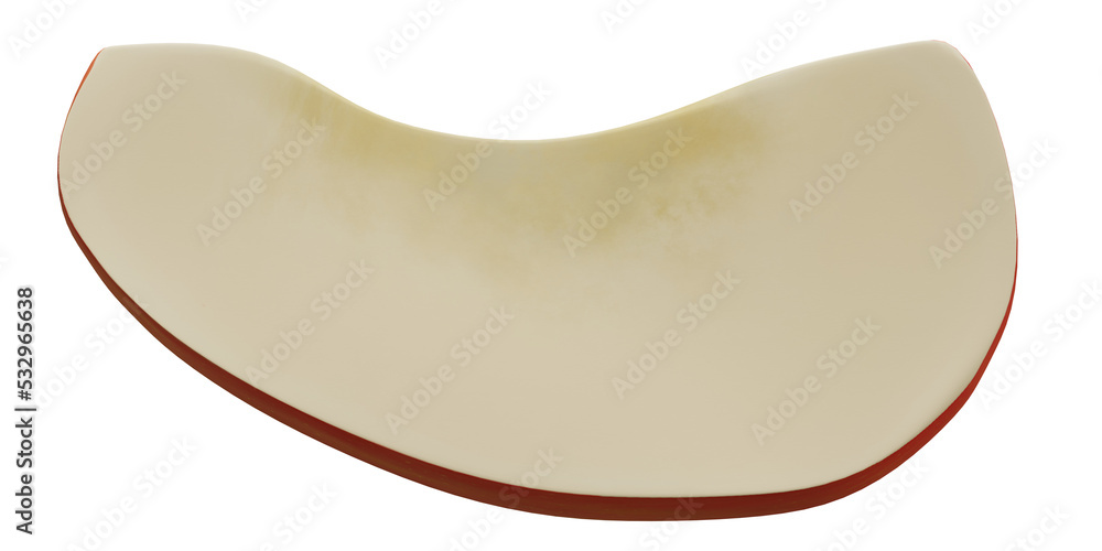 3d illustration of side view chopped apple. 3d illustration of side view chopped apple.