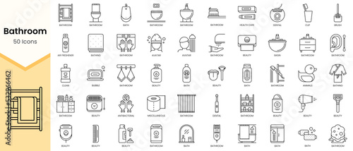 Simple Outline Set ofBathroom icons. Linear style icons pack. Vector illustration