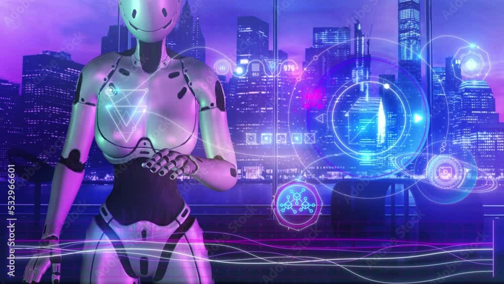 Artificial intelligence and cryptocurrency infographic, 3D render. Artificial intelligence and cryptocurrency infographic, 3D render.