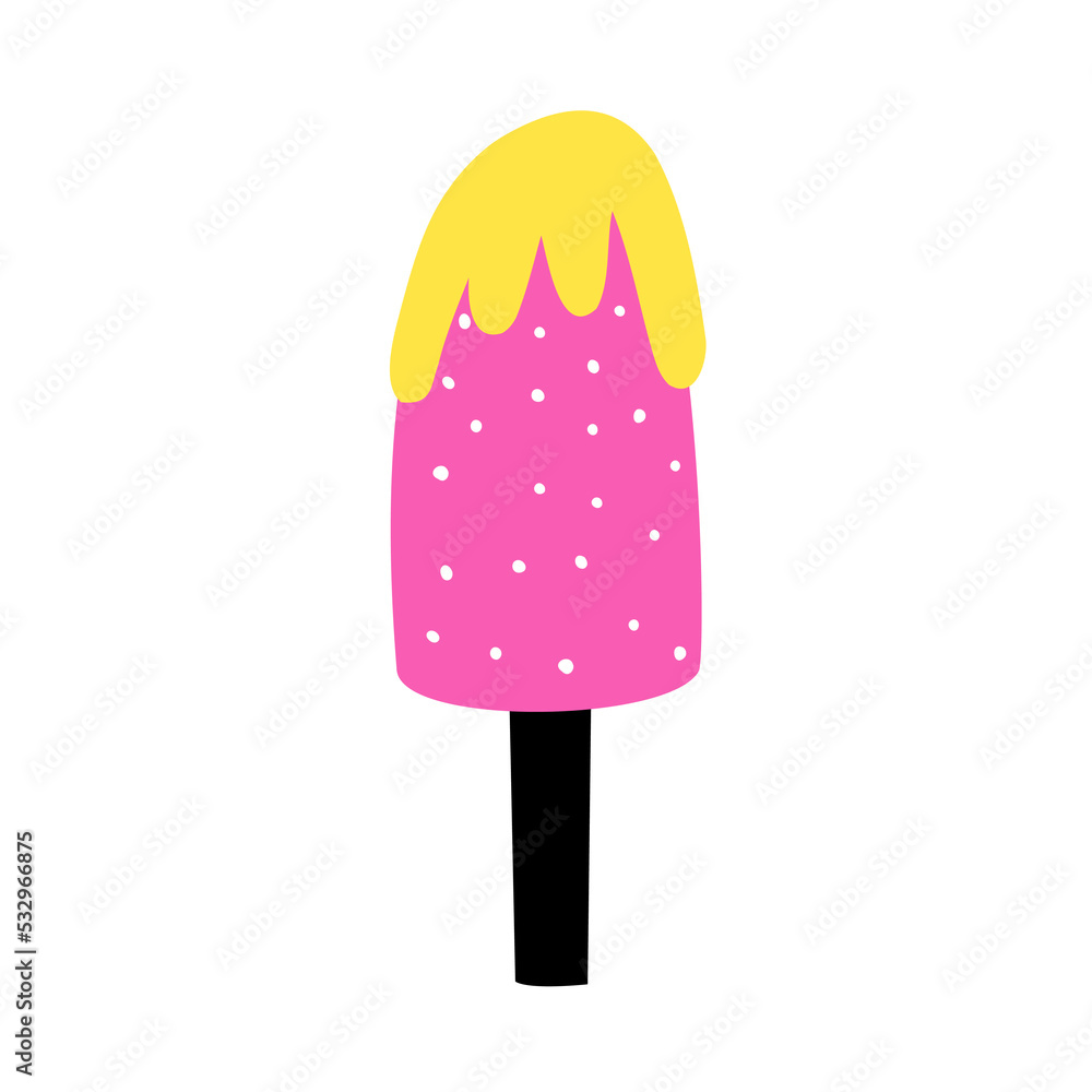 cute pink ice cream in flat style. vector flat illustration. cute pink ice cream in flat style. vector flat illustration.