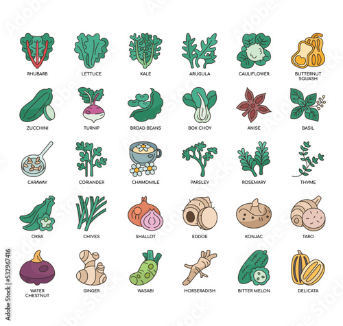 Set of Vegetable 2 thin line icons for any web and app project.