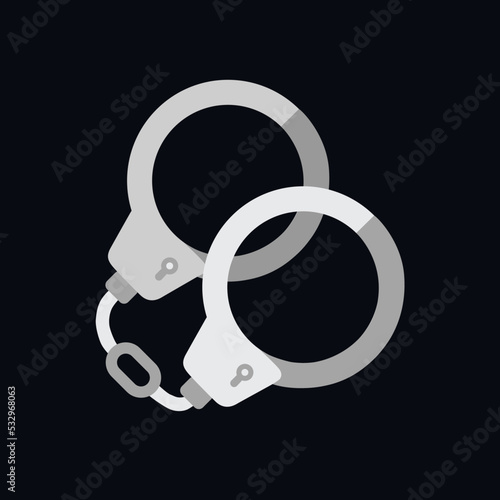 Handcuffs icon isolated. Cartoon style. Flat design. Vector illustration.