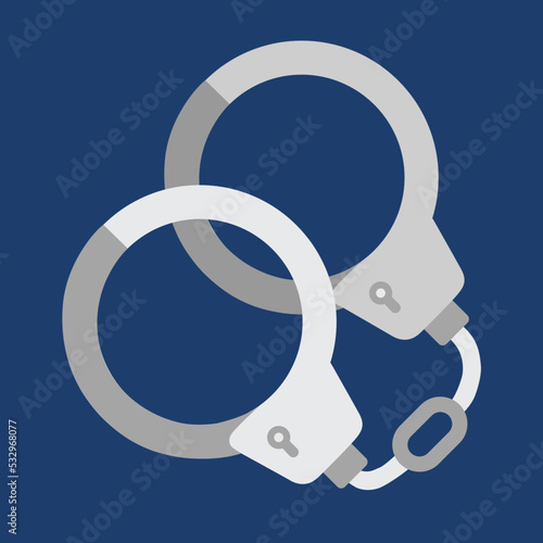 Handcuffs icon isolated. Cartoon style. Flat design. Vector illustration.