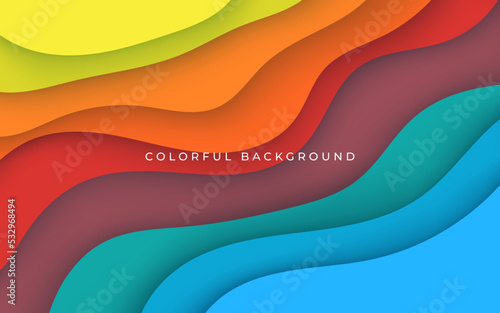 abstract colorful papercut wavy overlap layers background