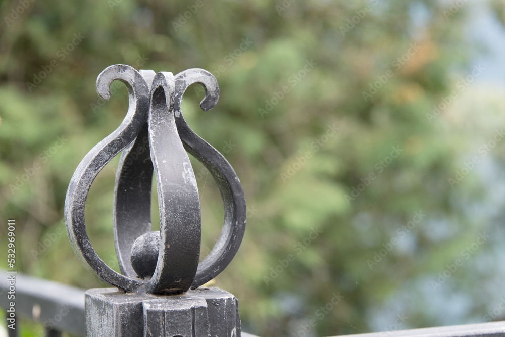 wrought iron forged railing termination curved flower wrought iron forged railing termination curved flower