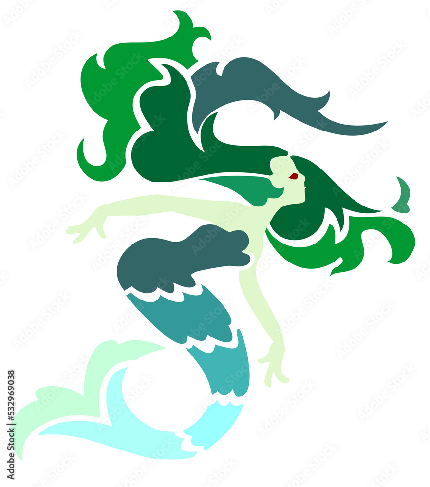 Fototapeta premium Abstract mermaid in deep water