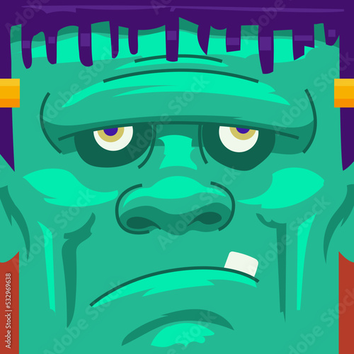 Halloween concept monster mask in cartoon style for print and decoration. Vector illustration.