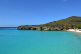 paradisiacal beach with crystal clear turquoise waters on the island of Curacao