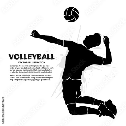 Jump serve male volleyball player. Vector illustration