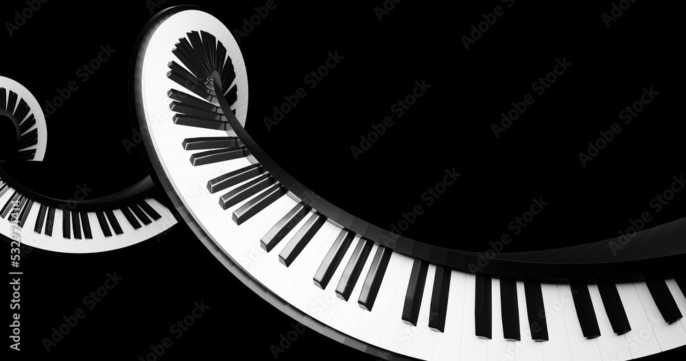 Naklejka premium piano keyboard 3d render made in blender piano floating in space