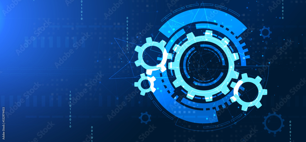 Abstract vector gears. Frame of gear and gear mechanisms. Engineering or mechanical technology concept. Hi-tech digital technologies and engineering. abstract tech background. Innovative technologies.