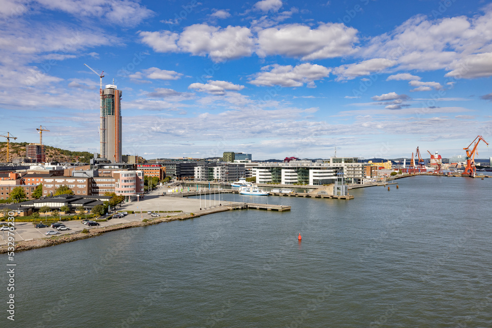 Obraz premium View of Gothenburg harbor with residential buildings and office buildings,Sweden,Scandinavia,Europe,