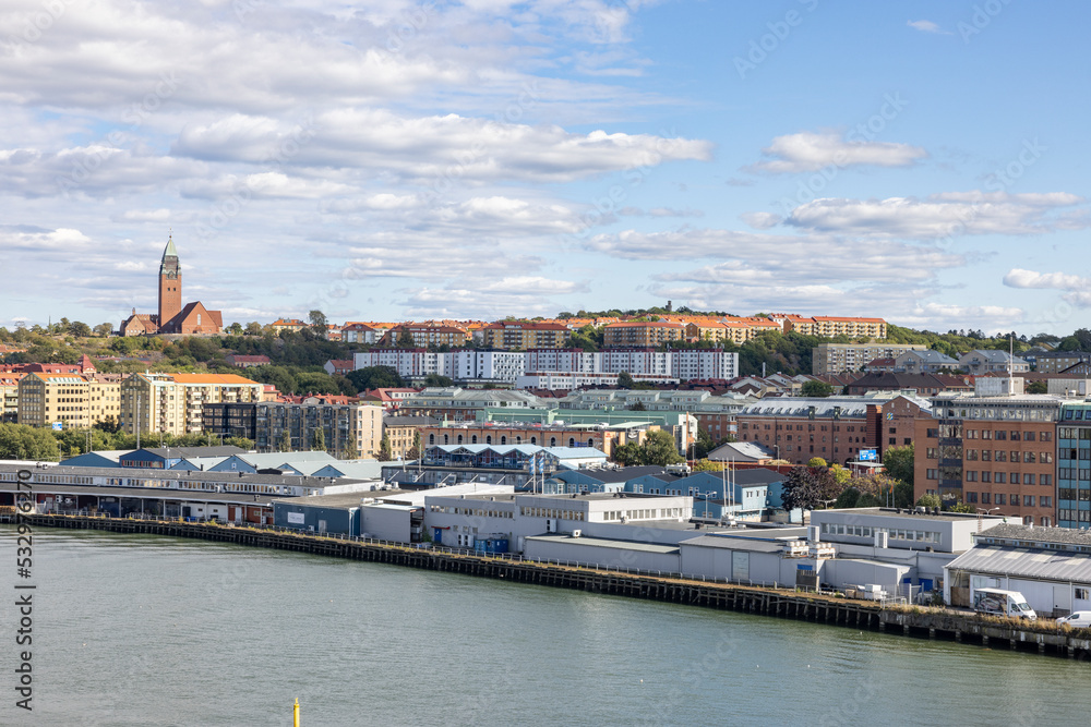 View of Gothenburg harbor with residential buildings etc,Sweden,Scandinavia,Europe,