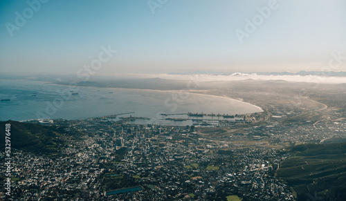 View from the natural wonder Table Mountain in Cape Town South Africa