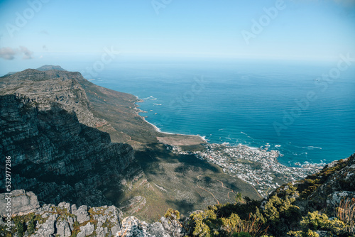 View from the natural wonder Table Mountain in Cape Town South Africa