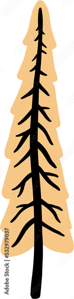 simplicity pine tree freehand drawing flat design. simplicity pine tree freehand drawing flat design.