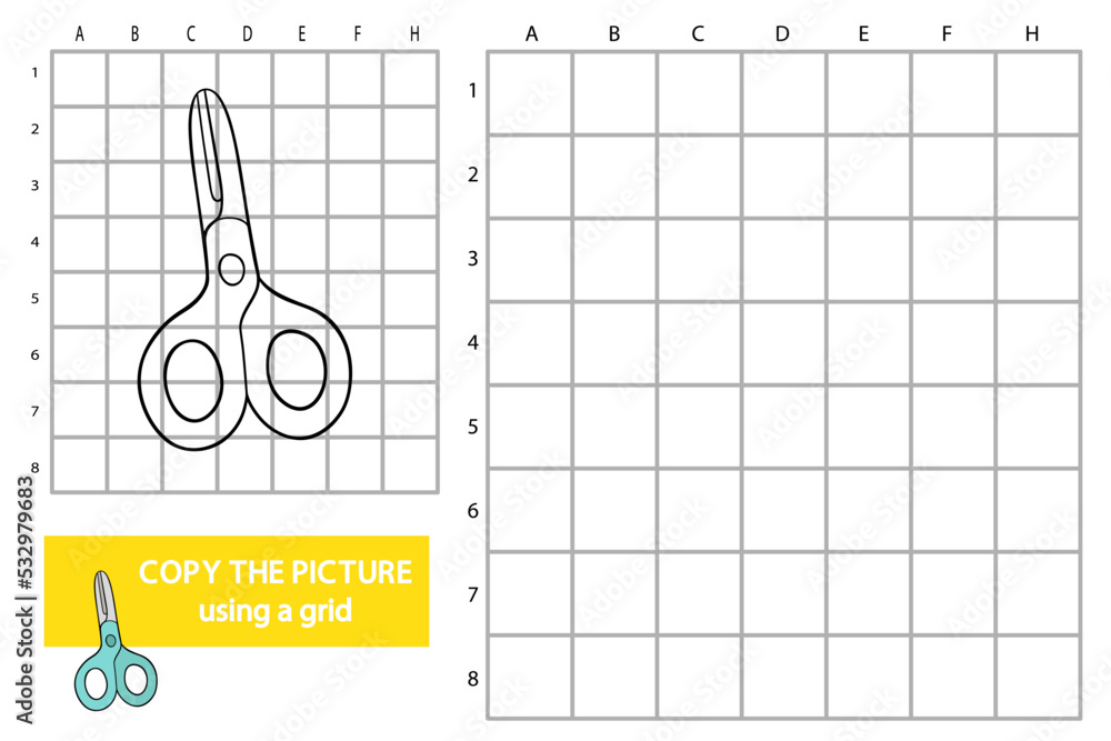 Vector illustration of grid copy picture educational puzzle game with ...