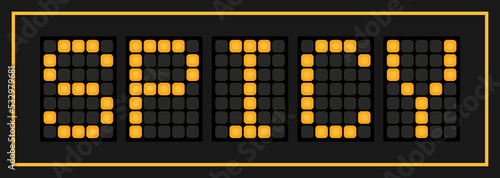 Orange color led banner in word spicy on black background
