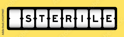 Black color in word sterile on slot banner with yellow color background