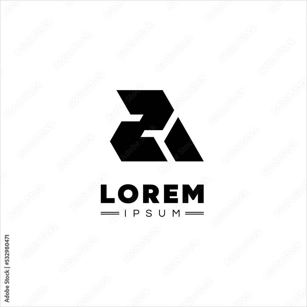 Letter Z and A logo template, with abstract geometric style. Letter Z and A logo template, with abstract geometric style.