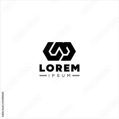 Letter C and M logo template, with abstract geometric style.