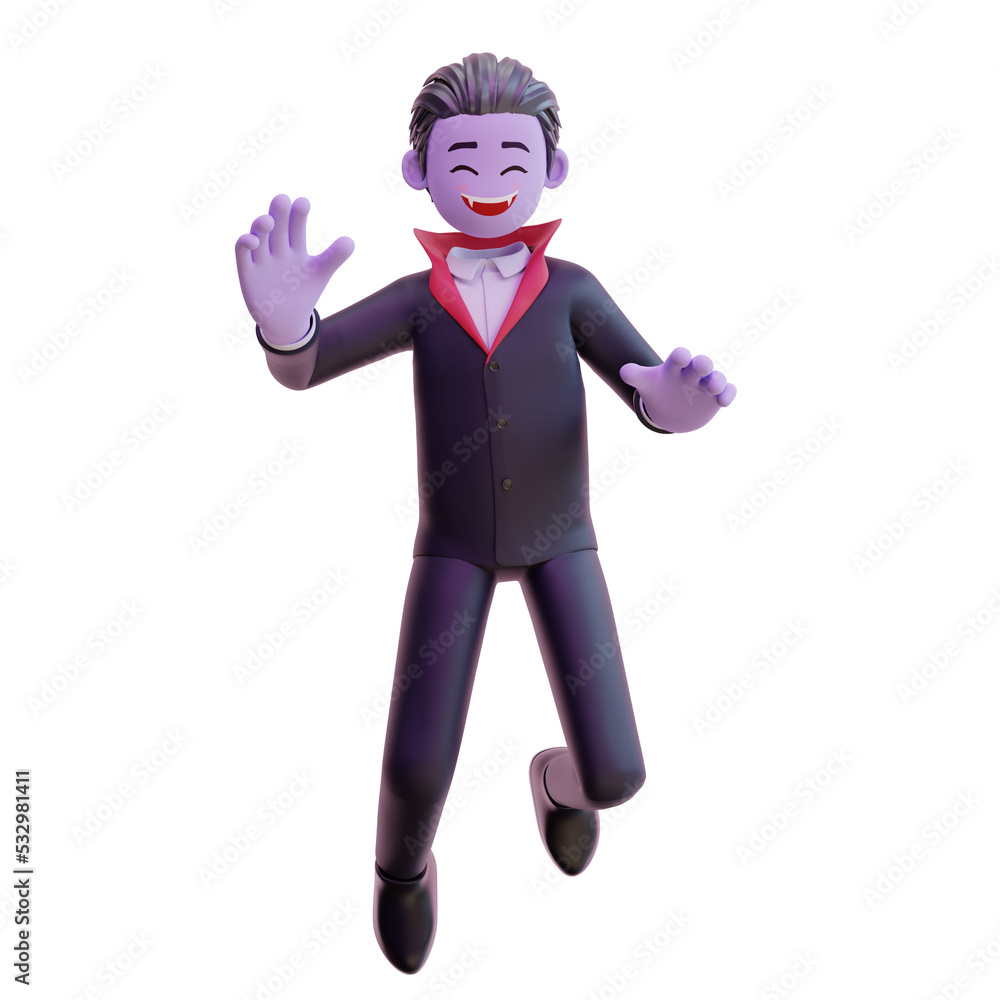 3d vampire character Flying Happy halloween. 3d vampire character Flying Happy halloween.