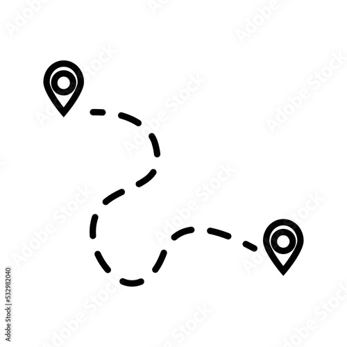 navigation vector icon on a city map route, online navigation