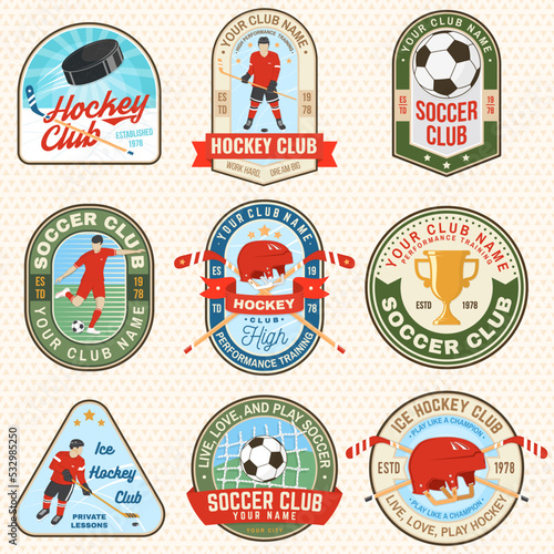 Canvas Print Ice Hockey club and soccer club logo, badge embroidered patch