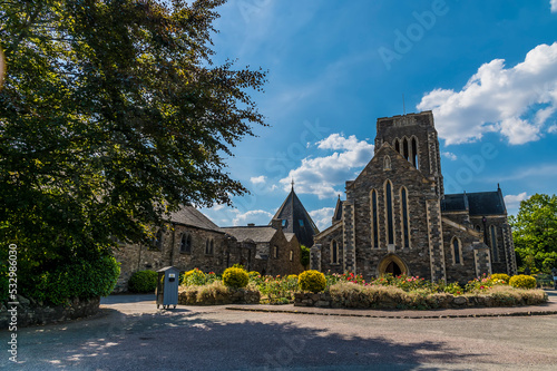 A view towards the monastery, Mount St. Bernard Abbey in Leicestershire, UK in summertime photo