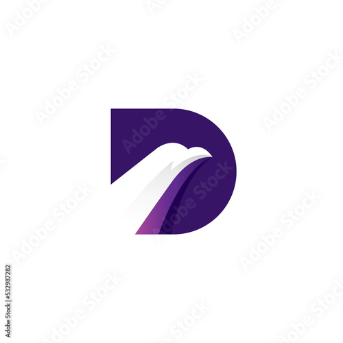 D Eagle Logo With Purple Color, Eagle Mascot Modern Design