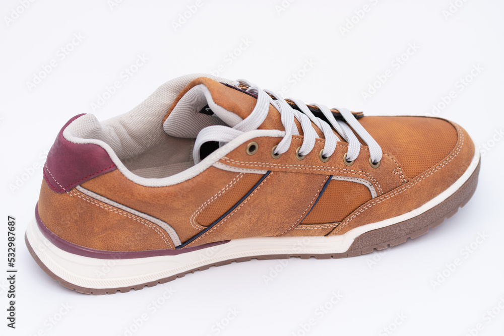 BROWN sneakers sport shoe , stitching detail on sport shoes