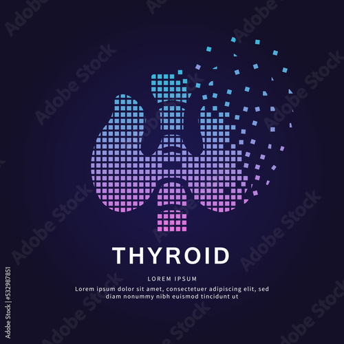Human thyroid medical structure. Creative simple line art Vector logo thyroid silhouette on a dark background. thyroid care logo vector template suitable for organization, company or community. EPS 10