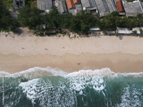 View of Pasetran Blitar Beach from a drone photo