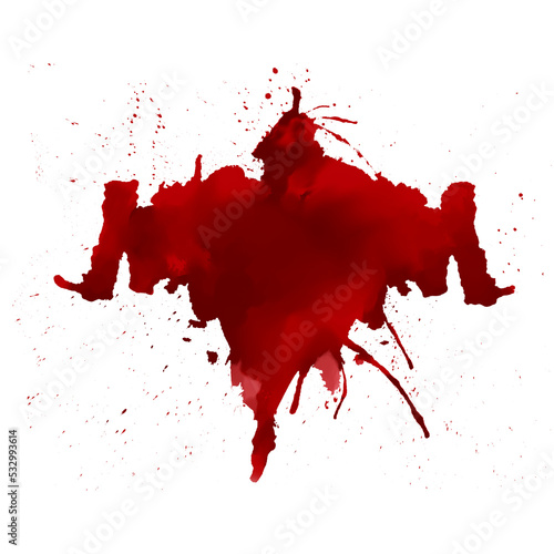 horror illustration abstract red paint splash, blood stain isolated on blank space.