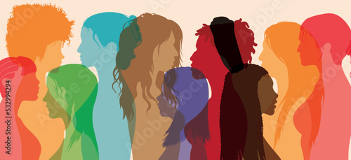 Networking and communication between women of different cultures. Multi-ethnic group of women who share information and ideas.