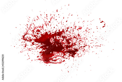 horror illustration abstract red paint splash, blood stain isolated on blank space. photo